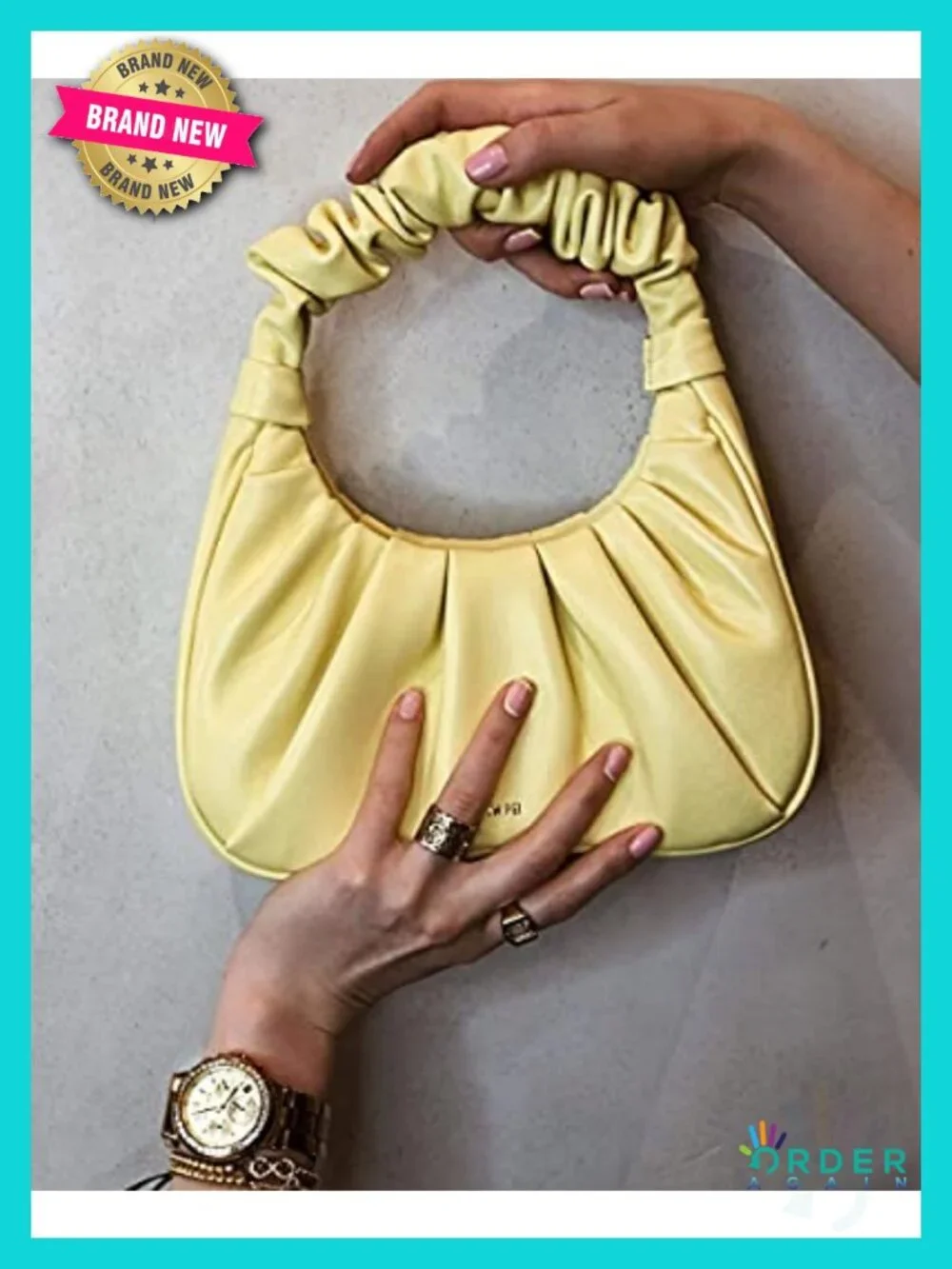 Vegan Leather Ruched Hobo Handbag with Magnet Closure